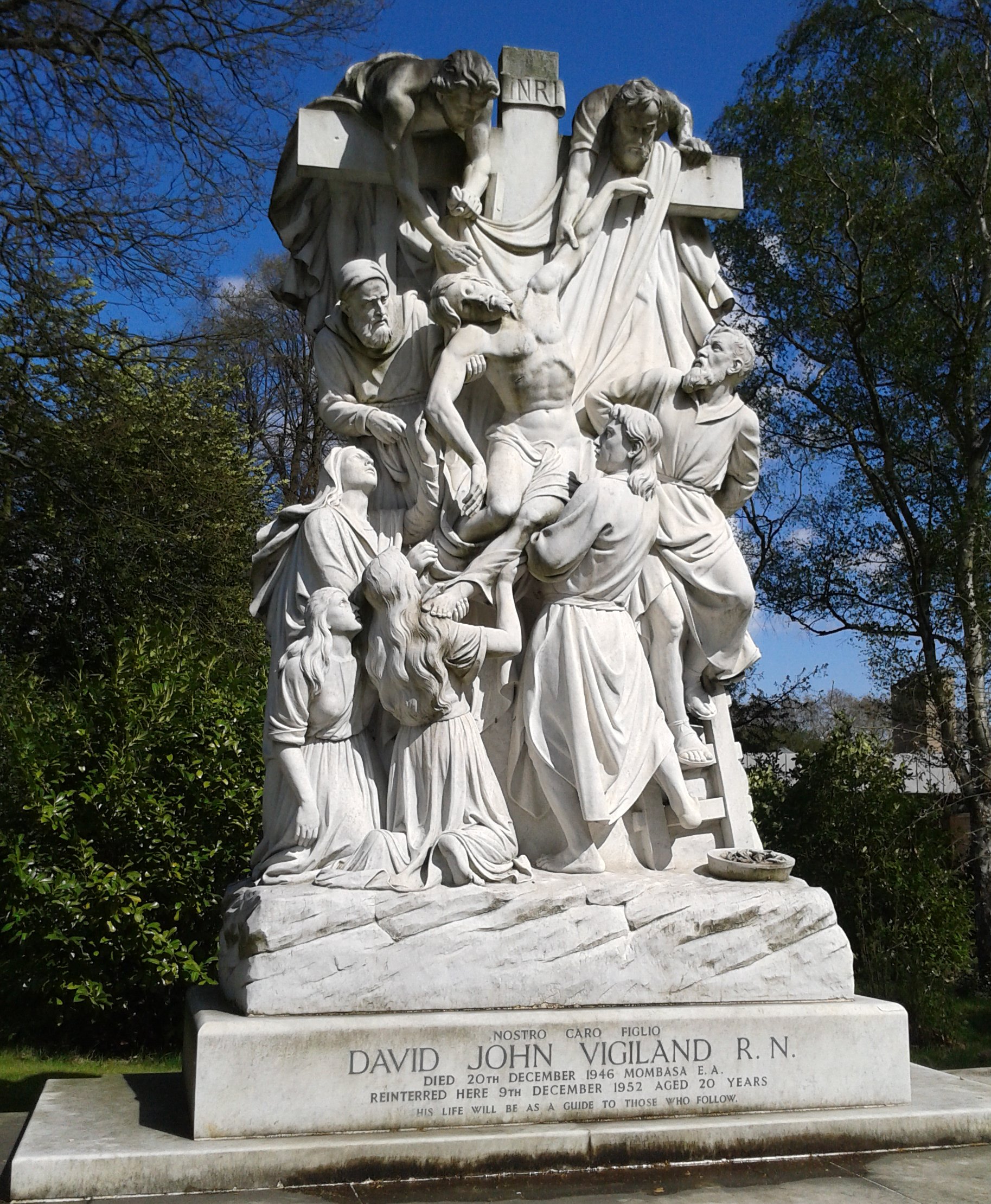 Beautiful monument to a young man in City of London Cemetery & Crematorium.