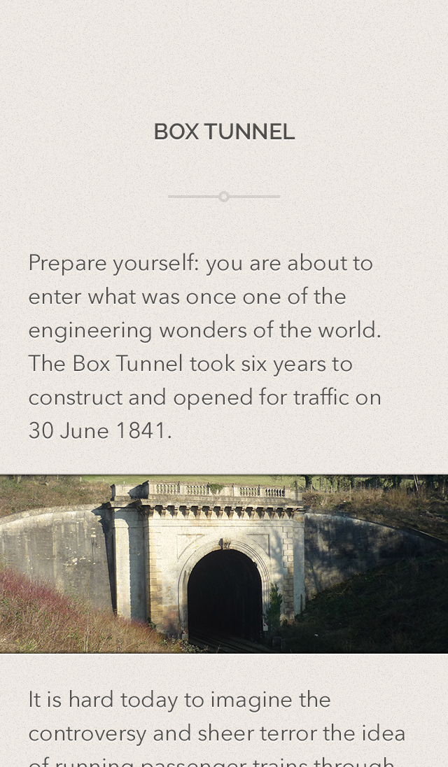 Box Tunnel page design