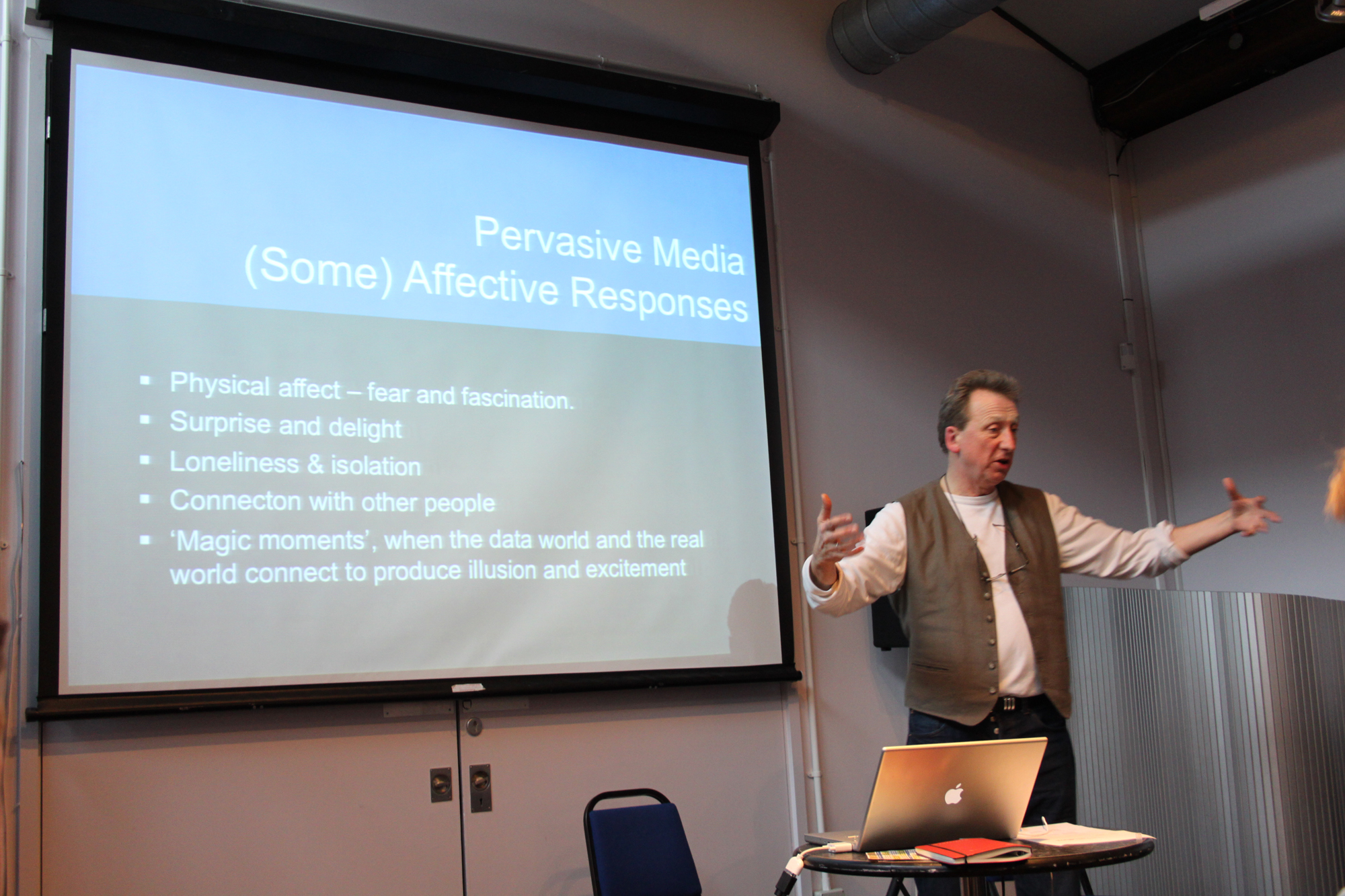 Prof. Jon Dovey presenting on 'Magic Moments'